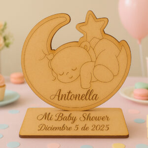 Recordatorio Baby Shower Oso en Luna