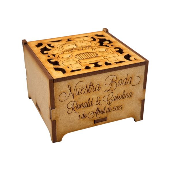 Caja Boda Novios En Carro 1 - Imagen 3