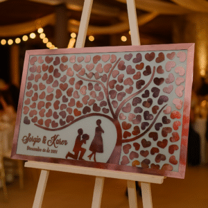 Retablo Boda Árbol con Corazones