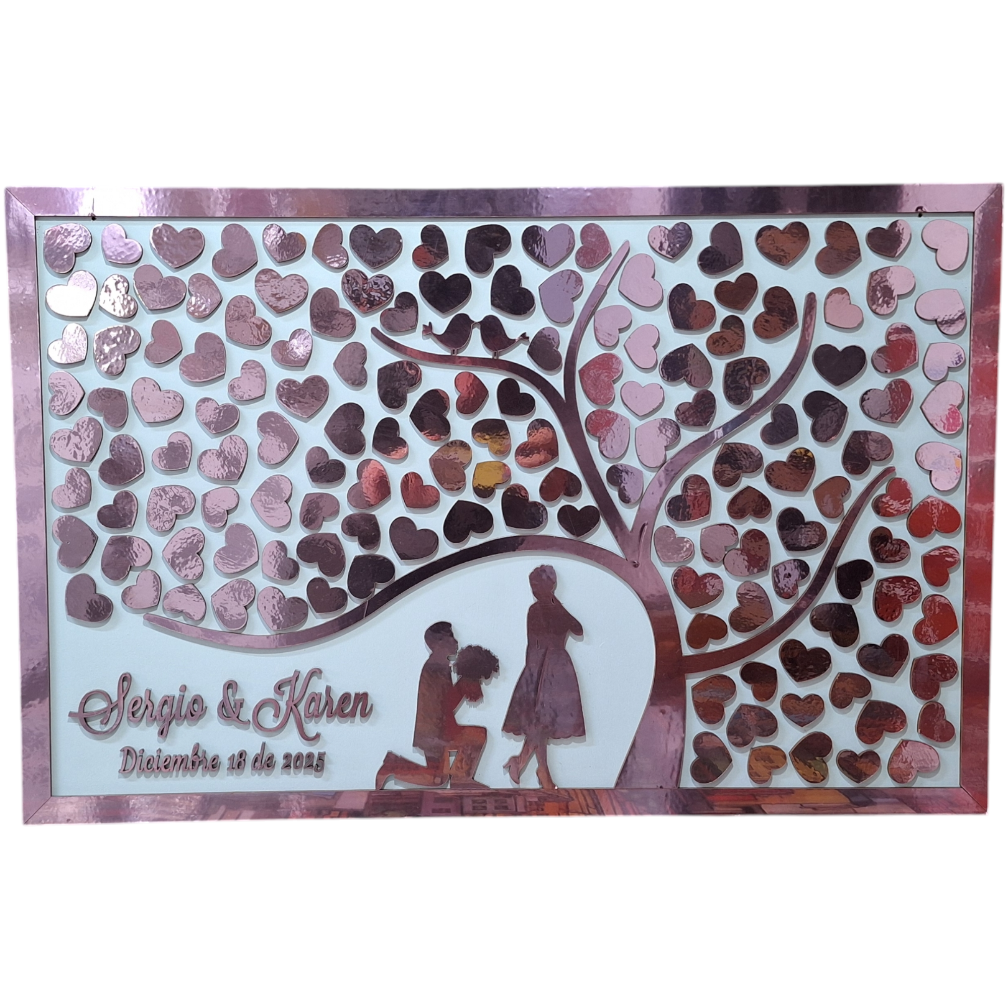 Retablo Boda Árbol con Corazones - Imagen 2