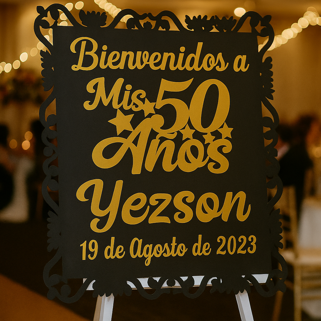 Retablo Bienvenidos Mis 50 Años Personalizado - Imagen 3