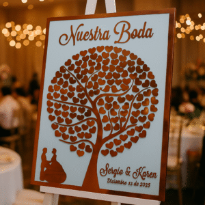 Retablo Boda Árbol en Corazones