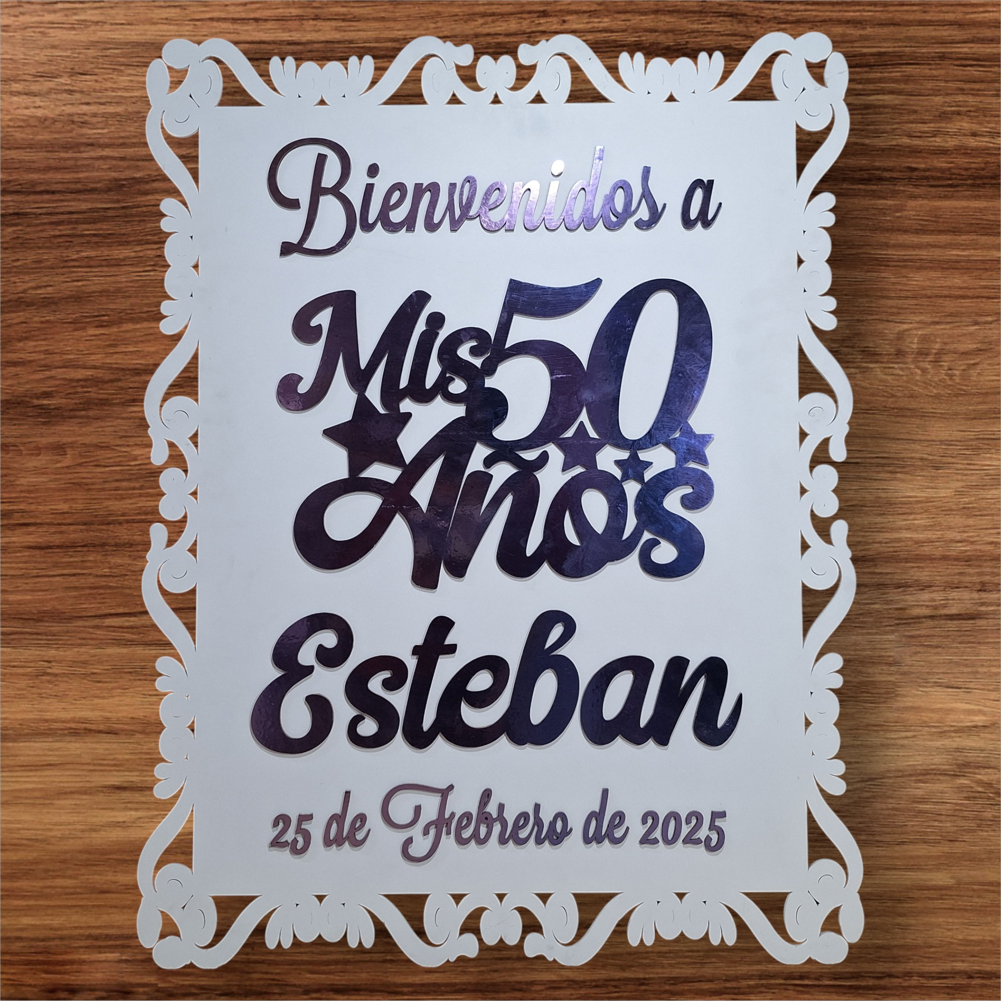 Retablo Bienvenidos Mis 50 Años Personalizado - Imagen 2